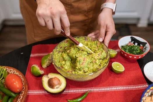 homemade guacamole with fresh avocados